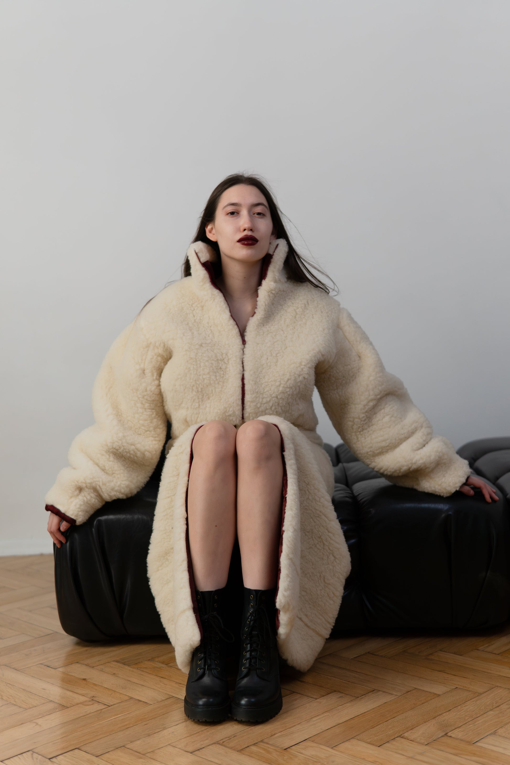 Woolen Women's Long Skirt - White-1