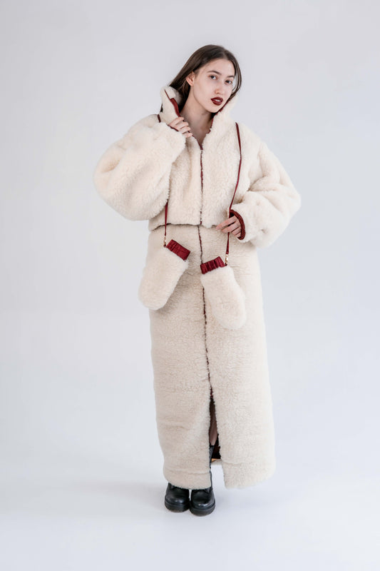 Woolen Women's Long Skirt - White-0